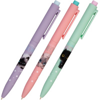 Ручка шариковая "FunClick. Kitty life" 0,7мм синяя, автомат, корпус Soft Touch 3 вида 20-0297/07