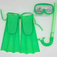Набор д/плавания (ласты, маска, трубка, беруши) размер S, зеленый Y10924-24