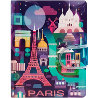 Блокнот А7 70л "Города" линия, на липучке, цветный срез, обложка силикон, 4 вида 1500-11/11742-24