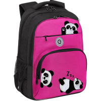 Рюкзак 28х39х20см, 830гр, 2 отделения, 4 кармана, с брелком, черный/розовый "Панда" RG-568-5/3
