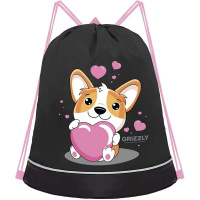 Сумка для сменной обуви 38х50х11см "Корги" черная/розовая 1 отделение 1 карман OM-30-1/1