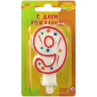 Свеча д/торта "Красное конфетти" 9, 7см 108105