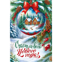Открытка "Счастливого Нового года!" средний формат 182х122мм 70000875