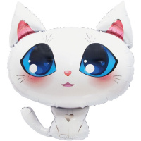 Шар воздушный 81см(32") Фигура "Котенок белый" фольга 20125