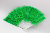 Веер с перьями 23см зеленый, пластик Y10616-24