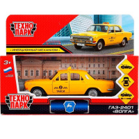 Машина "ГАЗ-2401 Волга Такси" желтая, инерционная, металл 12см (открывающиеся двери) 2401-12TAX-YE