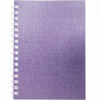 Записная книжка А6 80л клетка на спирали, бумвинил металлик фиолетовый 80ЗК6бвВ1гр
