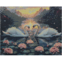 Алмазная мозаика 20х25см "Два лебедя" полная выкладка ZH5840