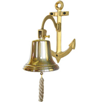 Колокол корабельный-рында d-14см на кронштейне "Якорь" цвет золото, металл AL-80-368-AP