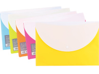 Папка-конверт на кнопке А4 0,18мм, c карманом, 5 цветов Е38977