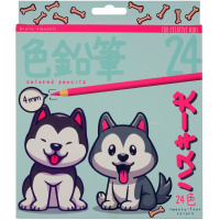 Карандаши 24 цвета "Kawaii animals" круглые, пластиковые, картон, 4 вида 30-0129