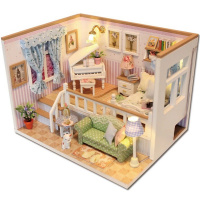 Конструктор "Румбокс. Кукольный домик" 17х14х12,5см 2 этажа (пластик, дерево, свет) SG2294