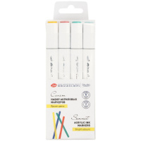 Набор маркеров акриловых двусторонних "Яркие цвета" 4 цв, пулевидный наконечник/кисть