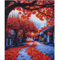 Алмазная мозаика 30х40см "Осенняя улица" полная выкладка 89486