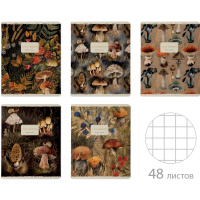 Тетрадь А5 48л клетка "Flora. Forest fairy tale" на скобе матовая ламинация Soft Touch, фольга 7-48-
