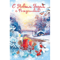 Открытка "С Новым годом и Рождеством!" евроформат 97х204мм 013.906