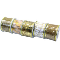 Лента упаковочная органза 5см х 2,7м с рисунком, золото, 5 видов 2020HS5015