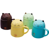 Кружка "Кошка" 8х12см с крышкой, 4 вида, керамика 1512-1