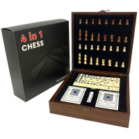 Игра настольная "Домино, карты, шахматы" 23,5х23,5х7см Y10341-24