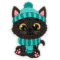 Алмазная мозаика 7х10,5см "Котик в шапке" на магните полная выкладка ALVM-087