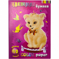 Набор цветной бумаги А4 10цв 10л "Собачка" мелованная односторонняя ЦБ-10