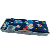 Пенал "Космонавт" 24х9х3,5см с точилкой, на магните, пластик, 2 отделения, 2 цвета 11661-24