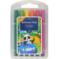 Фломастеры 12 цветов "FunColor Jumbo" утолщенные, в пластиковом пенале 32-0041