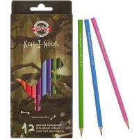 Карандаши 12 цветов "DINO" шестигранные дерево, картон 3592