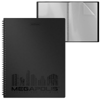 Папка 20 вкладышей "MEGAPOLIS" А4 черная на спирали 45994/50512