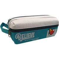 Пенал "Believe" 20,5х9х6см, прямоугольный, 1 отделение, 1 карман, текстиль, с ручкой, серо-бирюзовый