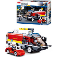 Конструктор "Пожарная машина аэропорта" 381 деталь 28х37х7см пластик (3 фигурки) M38-B0808