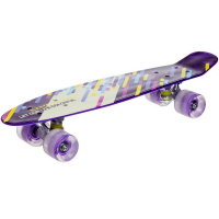 Скейтборд 67х20см, пластик, 4 колеса PU d=5,5см светятся, с ручками HB2252