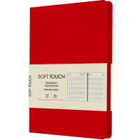 Ежедневник недатированный А6+ "Soft Touch. Новый красный" 272стр. искусственная кожа, ляссе