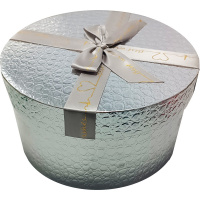 Коробка подарочная с бантом "Серебро" 17х17х9,5см, круглая, картон 11472-24