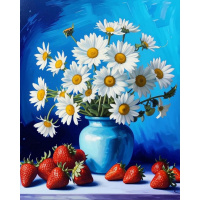 Живопись по номерам (акрил) 40х50см "Ромашки на столе" сложность 4, холст на подрамнике МСА2045
