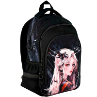 Рюкзак "Девушка панк" 31х44х16см, 600гр, 1 отделение, 5 карманов, черный 68253