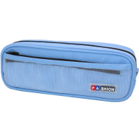 Пенал 24х9х6см прямоугольный, 1 отделение, 1 карман, текстиль, голубой DZ1171