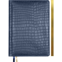 Бизнес-блокнот А5 80л "Wild" клетка, темно-синий, золотой срез, искусственная кожа с поролоном