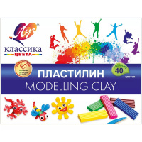 Пластилин 40 цветов 800гр. "Классика" со стеком, картон 30С 1922-08