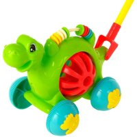 Каталка на палочке "Черепашка" 23х15х17см пластик (звон погрумушек) LT344159