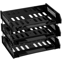 Набор из 3-х лотков горизонтальных сетчатых "Сити" 25х23х34см пластик, черный ЛТГ-30695/ЛТ560