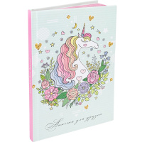 Анкета д/друзей А5 112л "Единорог в цветах" 7БЦ, глиттер, мелованная обложка 112-3698
