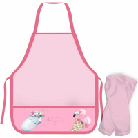 Фартук для труда "Трендовое мороженое" 57х40см с нарукавниками, 2 кармана, на завязках, розовый НФ-2