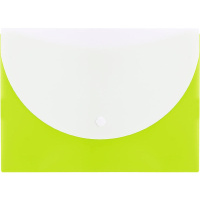 Папка-конверт на кнопке А5 пластик 0,18мм с карманом, салатовая Е38978