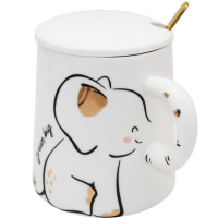 Кружка "Животные" 10х12см с ложкой, керамика 1509