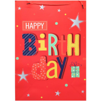 Пакет подарочный "День Рождения. Красный" 40х56х18см Y10483-24