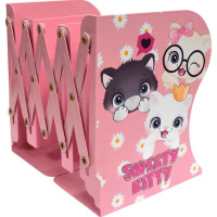 Подставка для книг металлическая "Sweet Cats" 19x14,7x9см телескопическая, розовая 8063221