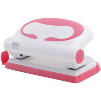 Дырокол 10л 2-отв, d-6мм, с линейкой, пластик, красный E0112