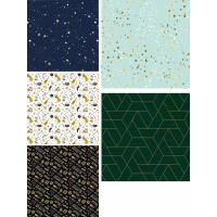 Бумага упаковочная 70см х 1м "В золоте" мелованная 5 дизайнов УБ-4467