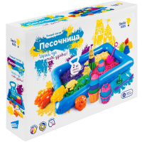 Набор "Умный песок c надувной песочницей" (песок 5цв. 400гр., 10 формочек, 2 штампика, стек, совок)
